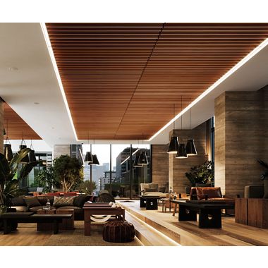 modern wood slat ceiling