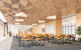 WOODWORKS Linear Tegular Shapes for DESIGNFLEX Office Rendering , 