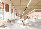 WOODWORKS Tegular with SINCERUS Linear UV Air Purification Cafe Rendering