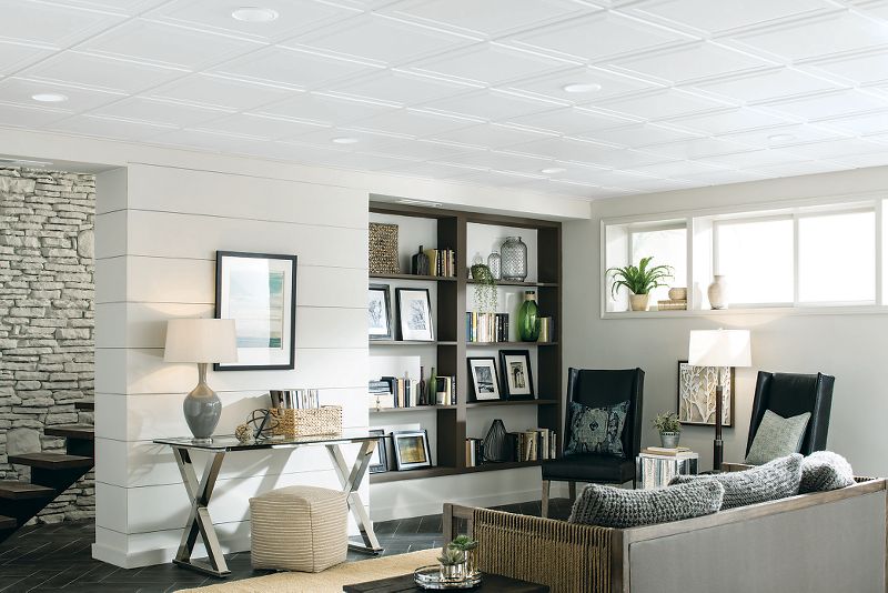 Armstrong Ceilings 24-in x 24-in Single Raised 6-Pack White Patterned 15/16-in Drop Acoustic Panel Ceiling Tiles Armstrong Ceilings 24-in x 24-in Single Raised 6-Pack White Patterned 15/16-in Drop Acoustic Panel Ceiling Tiles