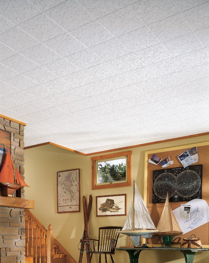 Armstrong Ceilings 12-in x 12-in Grenoble HomeStyle 40-Pack White Textured Surface-Mount Acoustic Ceiling TIles Armstrong Ceilings 12-in x 12-in Grenoble HomeStyle 40-Pack White Textured Surface-Mount Acoustic Ceiling TIles