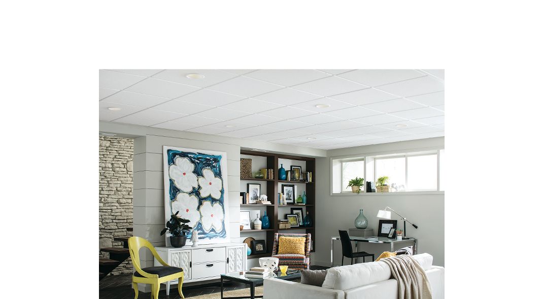 Armstrong Ceilings 24-in x 24-in Sahara 16-Pack White Smooth 15/16-in Drop Acoustic Panel Ceiling Tiles