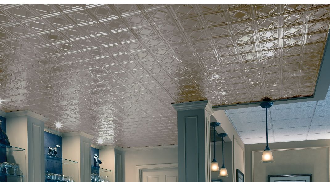 Armstrong Ceilings 48-in x 24-in Metallaire Vine Chrome Metal/Tin Surface-Mount Panel Ceiling Tiles Armstrong Ceilings 48-in x 24-in Metallaire Vine Chrome Metal/Tin Surface-Mount Panel Ceiling Tiles
