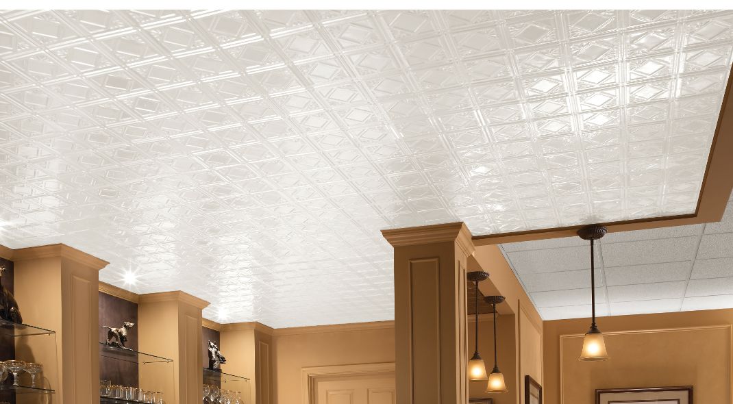 Armstrong Ceilings 48-in x 24-in Metallaire Vine Chrome Metal/Tin Surface-Mount Panel Ceiling Tiles Armstrong Ceilings 48-in x 24-in Metallaire Vine Chrome Metal/Tin Surface-Mount Panel Ceiling Tiles